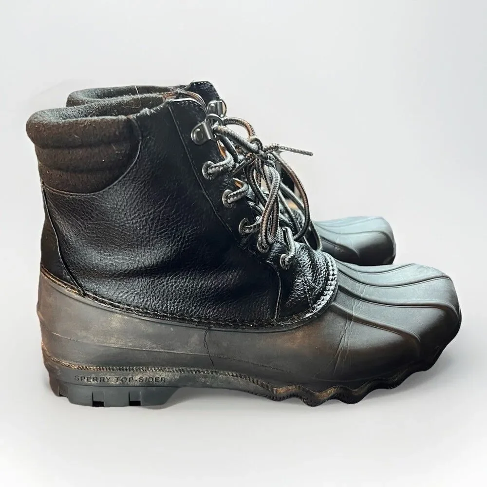SPERRY Men’s Black Waterproof‎ Avenue Round Toe Lace-Up Duck Boots 8.5 M